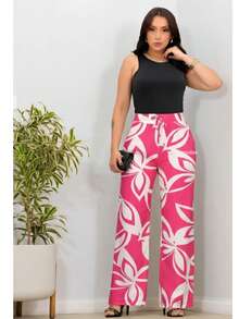 Duna Fabric Wide-Leg Pants - Hot Pink - View 1