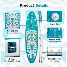320*84*15cm Blue - Gray Totem Inflatable Paddle Board | 150KG+ Capacity, Full Accessories – AU Summer Outdoor Adventure/Lake Paddling Gear - Blue - View 3