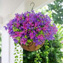 1/2/4/6pcs Hanging Artificial Petunia Flower Bouquet, Creative Silk Fake Flowers With Green Leaves, Long-Lasting, UV-Resistant, Non-Fading, Suitable For Home, Wedding, Garden Party, Patio, Balcony, Planter Box Decor, Valentine's Day Gift - Multicolor - View 3