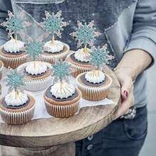 Ercadio - 24 adornos para cupcakes con diseño de copo de nieve de doble capa, plateado y azul(default) - Tipo 1 - Ver 7