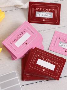 10pcs Scratchable Heart-Shaped Coupon, Handmade Valentine's Day Love Coupons, Valentine's Day Card, Greeting Card, Creative Birthday Gift (Suitable For Both Men And Women), Couple/Spouse Gift, Wedding Anniversary Gift, Mother's Day Card, Surprise Gift, Valentine's Day Gift, Party Favor, Party Game - Multicolor - View 9