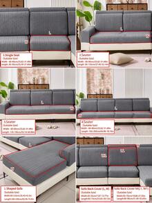 1pc Stretch Thickened Warm Sofa Cover, Non-Slip Full Coverage Sofa Seat Cover, Suitable For All Seasons, Fabric Thickened Sofa Slipcover, Machine Washable, Pet Friendly, Protects Sofa, Adjustable For Corner Sofa, Applicable To Bedroom, Office, Living Room Combination And L-Shaped Sofa Blanket And 1/2/3/4 Seat Covers - Dark Grey - View 5