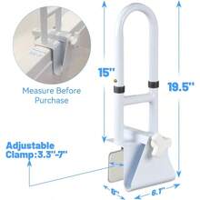Grab BarsIcedeer - Barras de agarre para tina para personas mayores barra de agarre con asa de tina para apoyo de baño de ancianos riel de  para tina abrazadera de mango de tina de asistencia paraGrab Bars - blanco - Ver 3