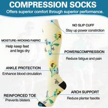 6 pares de calcetines de compresión deportivos de enfermera para mujeres y hombres, calcetines de compresión hasta la rodilla con estampado floral para enfermeras, deportistas, dentistas, médicos, para correr, ciclismo, senderismo. Calcetines de enfermera para el Día de la Enfermera - Multicolor - Ver 6