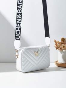 1pc Girls' Fashion Mini Square Crossbody Bag, Shoulder Bag Coin Purse, Embroidered Butterfly Versatile Minimalist Style, Ideal Gift Choice (Random Ombre Color)