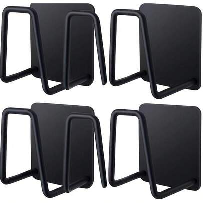 1/2/4/6/8/10 piezas Soporte de esponja sin taladro, estante de esponja de cocina, estante de drenaje de acero inoxidable para el fregadero, adecuado para azulejos lisos, paredes pintadas, estante de almacenamiento montado en la pared de superficie de espejo (Negro/Blanco plateado)