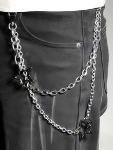 سلسلة بنطلون الجمجمة الرائعة للرجال - إكسسوارات أسلوب الشارع الهيب هوب - فضي - مشاهدة 3