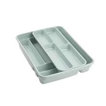 ZYLX SHOPPING - Cubertero Organizador de Cubiertos 40*30*7 cm | 5 Colores Elegir | Bandeja Cajón con Compartimentos - Verde pastel - Ver 1