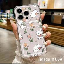 Funda transparente para teléfono con ranura para tarjetas. Compatible con teléfonos móviles de 16, 15, 14, 13, 12 y 11. Diseño moderno y sencillo. Esquinas reforzadas y resistentes a caídas. Funda transparente para todo tipo de teléfonos. - Blanco - Ver 6