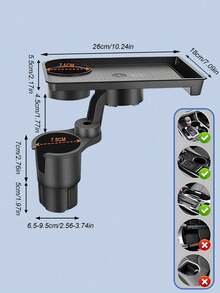 Khay đựng cốc ô tô 2 trong 1 - Bàn xoay 360°, có đế chắc chắn và khe cắm điện thoại, phụ kiện nội thất bền bỉ, phù hợp cho xe sedan, SUV, xe tải, giá đựng đồ uống và đồ ăn nhẹ có thể mở rộng, giá đỡ đồ uống đa chức năng và bàn làm việc mini, khay đựng cốc ô tô - Nhiều màu - Xem 8