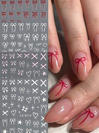 قطعتان من ملصقات أظافر الفرنسية الحمراء بشكل الفيونكة، ملصقات أظافر شريط عيد الميلاد، ملصقات فيونكة جميلة، ملصقات أظافر فيونكة وردية، ملصقات أظافر فيونكة قلب أحمر لعيد الحب، ملصقات أظافر "فيونكة ملونة"، ملصقات أظافر بطراز تصميم Y2K، ملصقات فيونكة، ديكور ملصقات أظافر فنية، ملصقات أظافر للديكور الأظافر الفني، ملصقات أظافر أنيقة بطراز رجعي للاستخدام مرة واحدة