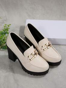 كعب سميك كلاسيكي للنساء، كعب سميك، أحذية عمل مريحة، ربيع/صيف 2025 - أبيض - مشاهدة 8