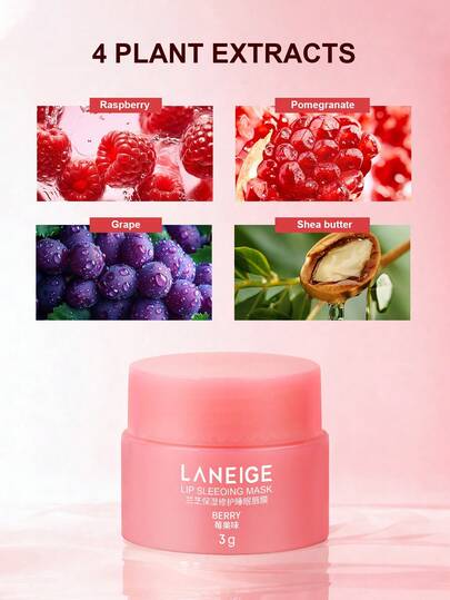 Laneige 旅行装唇部睡眠面膜 K-Beauty 浆果保湿：滋养、保湿、富含维生素 C、Murumuru 和乳木果油、抗氧化成分，适用于干燥起皮的嘴唇，2026 春夏新款。旅行必备。兰芝女士润唇膏 3 克/0.10 盎司
