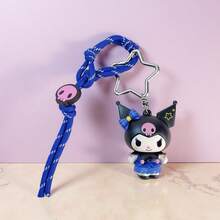 Miniso 1 pieza Muñeca linda de la serie Starlight Dance de Sanrio Kuromi + Broche de metal en forma de estrella + Brazalete trenzado de nailon con decoración en forma de corazón, accesorio de moda para atuendo diario, bolso, llavero - Multicolor - Ver 1