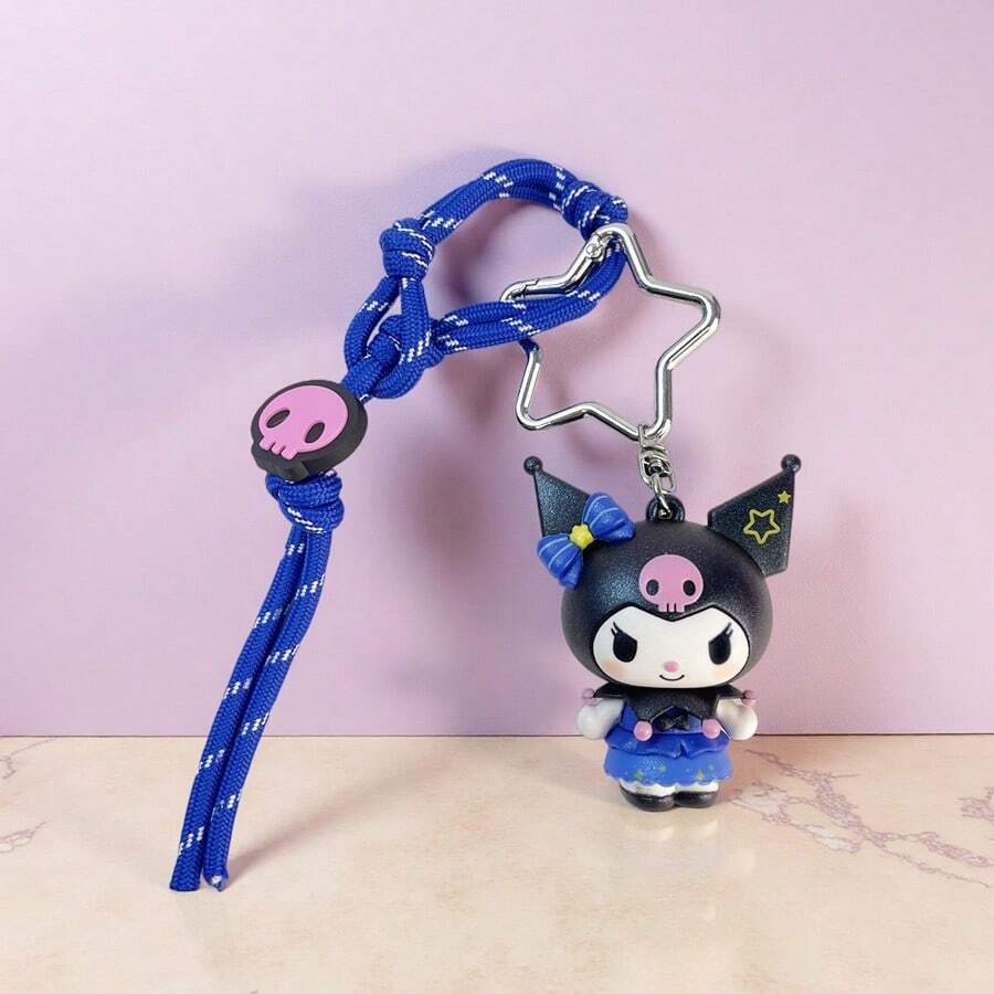 Miniso 1 pieza Muñeca linda de la serie Starlight Dance de Sanrio Kuromi + Broche de metal en forma de estrella + Brazalete trenzado de nailon con decoración en forma de corazón, accesorio de moda para atuendo diario, bolso, llavero - Multicolor - Ver 1