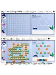 Kids Magnetic 1-100 Digit Board Set: 1-100 Math Operation Educational Toy For 3-8 Years Old, Foldable Playboard With Colorful Digital Blocks For Home & Travel Learning