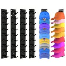2 Pack Hat Organizer For Baseball Caps, Hat Rack For Wall With Strong Adhesive, Wall Mounted Hat Hooks Hold Up To 18 Hats For Closet Door And Bedroom (16x2.3 Inch) - 黑色 - 查看 10