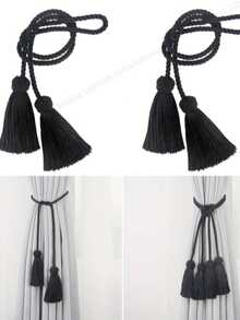 Prendedores de cortina decorativos com borlas, ideais para sala de estar, quarto, escritório e decoração de casa. - Multicolorido - Ver 5