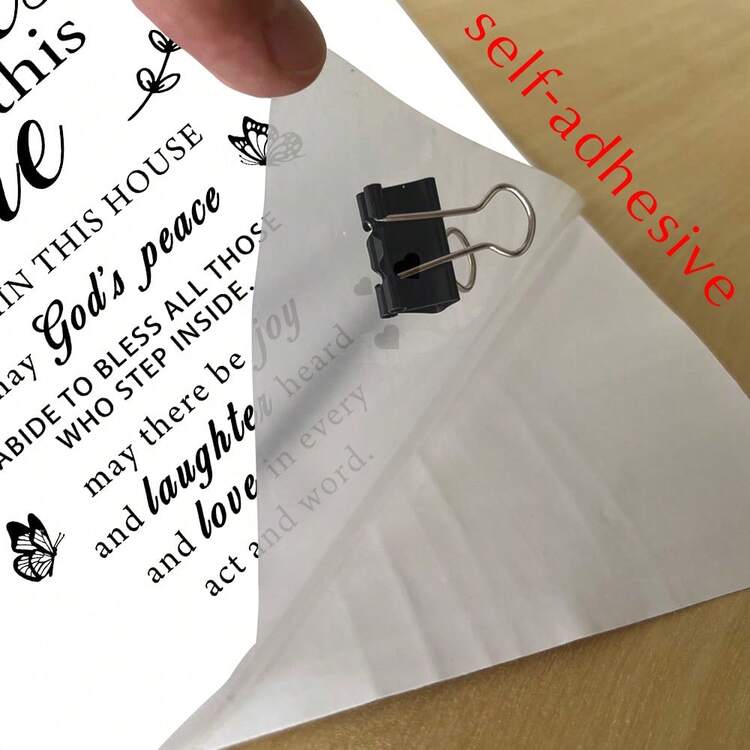 1pc Inspirational Quote Wall Decal, Vinyl Wall Sticker, "Bless This Home" Saying, Removable, Christian Wall Art, Suitable For Living Room And Bedroom Home Decor - Multicolor - View 7