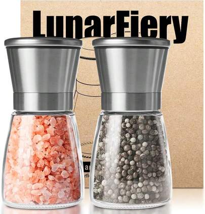 Salt And Pepper Grinder Set, Adjustable Coarseness Coarse & Fine Salt Shakers, Premium Salt And Pepper Mills [Without Spice Content]