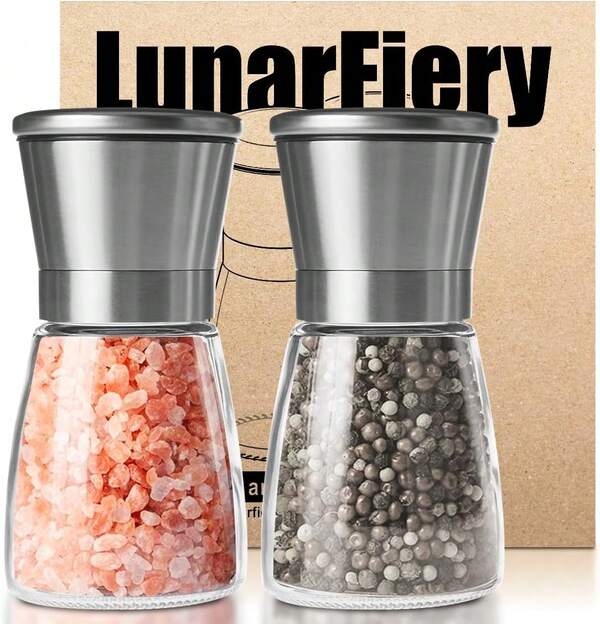 Salt And Pepper Grinder Set, Adjustable Coarseness Coarse & Fine Salt Shakers, Premium Salt And Pepper Mills [Without Spice Content]