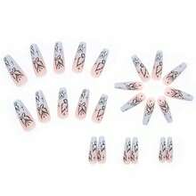 Fake Nails Long Coffin Butterfly Press On Nails Matte Acrylic Full Cover Ballerina False Nails For Women And FFgirls 24PCS{Inchcolor_nameinch:InchNails-07inch} - 指甲-07 - 查看 3