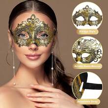 1 Set Of 20pcs Unisex Masquerade Masks, Venetian Masks, Roman Retro Masks, Suitable For Christmas, Carnival, Birthday, Banquet, Festival Party Costumes - Multicolor - View 9