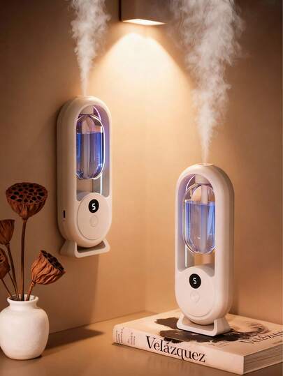 1pc New White Smart Timed Humidifier, Room Decor Aroma Diffuser, USB Rechargeable Essential Oil Diffuser, Ultrasonic Mist, Wireless, With Color Mood Light, 5 Adjustable Working Modes, Air Freshener, Quiet Mist Output, Suitable For Bedroom, Living Room, Office, Study, Bathroom, Dorm, Can Be Used As Women's Birthday/Wedding Gift