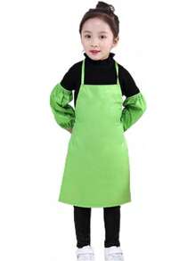 Baluue Delantal Infantil Impermeable De Tela No Tejida Para Pintura Y Cocina Ajustable Con Lazos Largos Fácil De Limpiar Para Niños En Manualidades Y Actividades Creativas - 1 - Ver 10