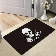 Tapete de bienvenida para puerta con esqueleto gestos de manos con forma de roca y rollo 30 x 17 pulgadas para exteriores e interiores tapete frontal antideslizante para entrada del - Manosesqueletos - Ver 1