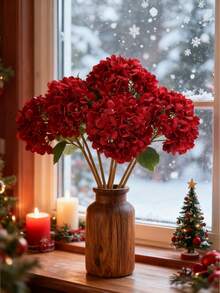 1Pc Artificial Hydrangeas With Stems - Real Touch, Suitable For Wedding Decorations, Home Decorations, Garden Decorations, Graduation Decorations, Gender Reveal Decorations, Bridal Showers, Party Gifts, Graduation Ceremonies, Party Decorations, Bridal Bouquets, Outdoor Decorations, Camping, Patio Decorations, Courtyard Decorations,