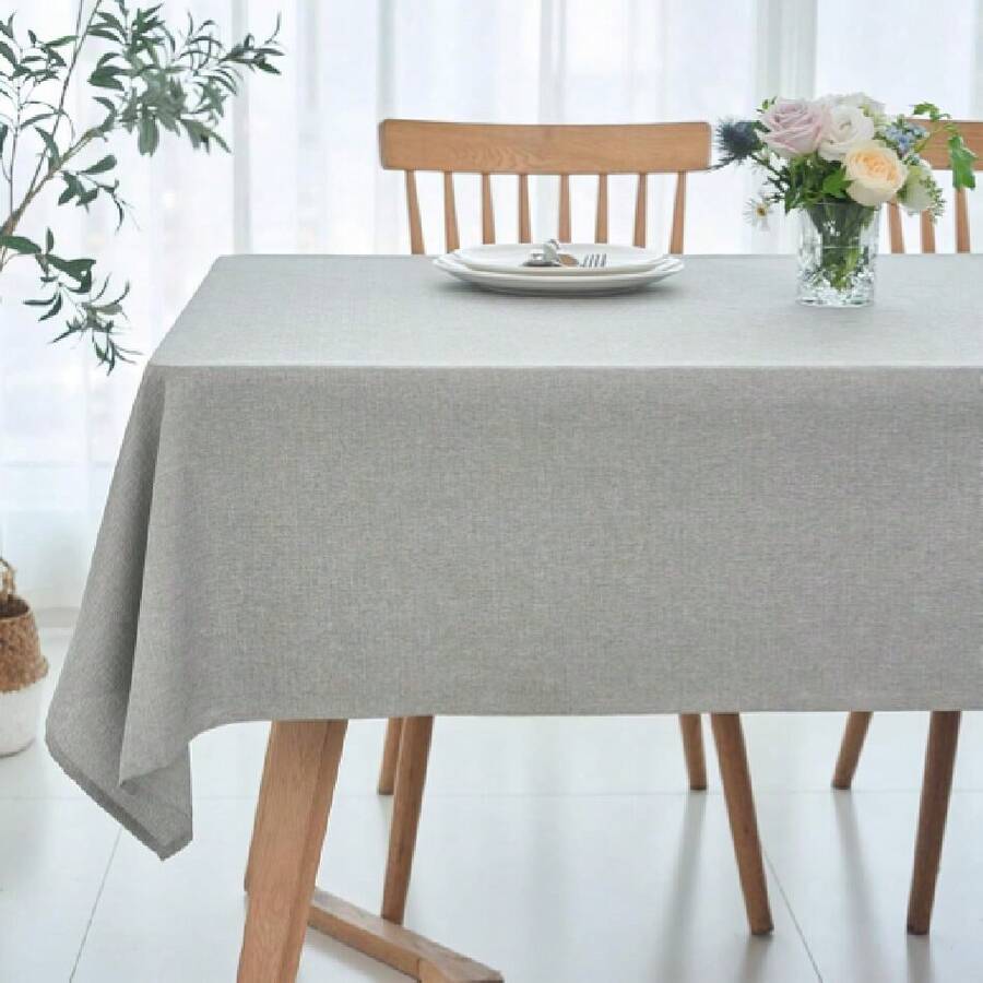 Rectangular Tablecloth Linen Texture Stain Proof Waterproof Wrinkle Free Spillproof Washable Fabric Table Cloth Farmhouse Tablecloths For Dining Room Party Holiday, 60 X 140 Inch,  Grey,26583663 - Xám - Xem 1