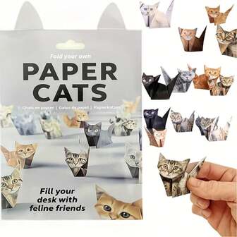Set de Origami de Gato y Perro DIY - Modelos de Animales 3D, para decoración de escritorio, regalos hechos a mano, manualidades creativas, arte de papel lindo, dobla tu propio gatito y cachorro adorables, kit de manualidades DIY, regalo ideal para amantes de perros y gatos, eventos de fiesta