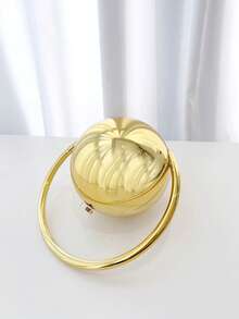 1个镜面电镀3D大容量不对称球形手拿包，优雅高端简约风格，适合派对、音乐会、婚礼、情人节等场合，是送给女性的理想礼物。 - 金色 - 查看 3