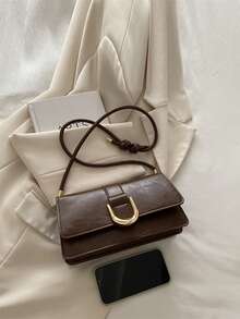 复古纯色方形单肩包全配翻盖腋下包女士最简约腋下包，新年理想礼物，女士时尚商务休闲包，办公室、商务和工作完美