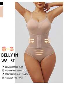 1pc High Waist Snap Closure Shapewear Bodysuit, Tummy Control Waist Cincher, Butt Lifter, Body Shaper For Women - Black - View 6