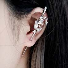 Creative Stars Moon Stud Earrings Geometric Fashion Personality Cold Wind Earrings Holiday Gift Women Earrings - 白色 - 查看 1