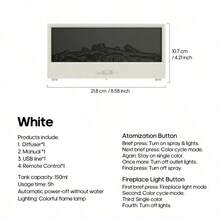 Simulated Flame Aroma Diffuser, Black/White Essential Oil Humidifier With Color Mood Light, USB Powered, Remote Control And Ultrasonic Atomization Technology, No Essential Oil Included, Suitable For Office, Bedroom - Mini Fireplace - View 9