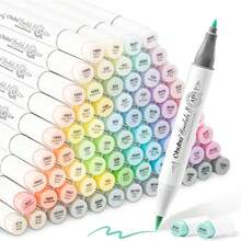 Ohuhu Pastel Markers Alcohol Based -96 Pastel Colors Of Sweetness & Blossoming - Double Tipped Art Alcohol Markers For Artist Adults' Coloring Illustration - Brush & Fine - Honolulu B - 彩色 - 查看 1