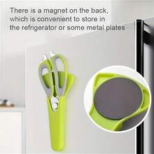 7-In-1 Multifunctional Kitchen Scissors With Magnetic Stand - Detachable Stainless Steel Food Scissors For Meat, Fish, And Poultry, Ergonomic Handle, Pink And Light Blue, Portable Storage Design - 黑色-1個 - 查看 5