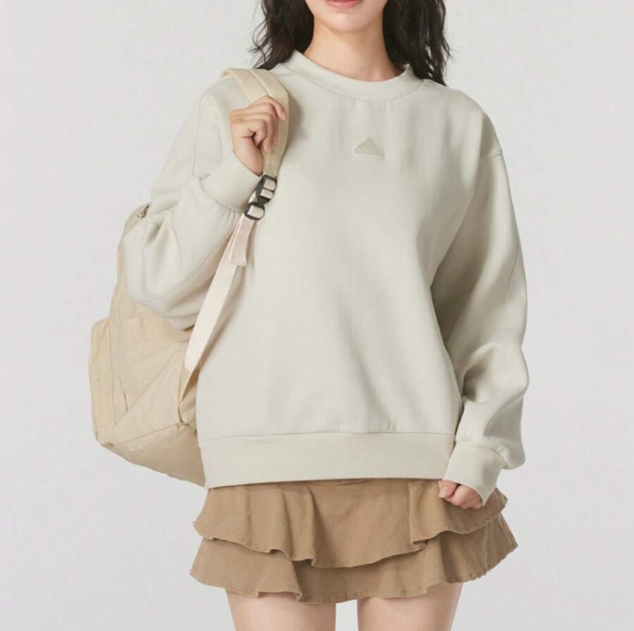 Adidas Women's New Knit Crew Neck Pullover Sweatshirt - Apricot - View 1