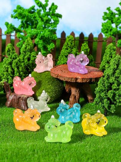 10/20 piezas Figuras de resina de unicornio luminosas en miniatura, lindo ornamento de unicornio que brilla en la oscuridad para decoración de jardín de hadas DIY, decoración del hogar, decoración de plantas en maceta, artesanía de micropaísaje, decoración de jardín, accesorios para el interior del automóvil, fiesta, regalo de cumpleaños perfecto (color aleatorio)