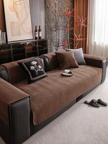1pc Waterproof Sofa Cover, Thick & Warm For Autumn/Winter, Soft & Skin-Friendly, Machine Washable, Pet-Friendly Anti-Dirty Durable, Suitable For All Seasons, Holiday Decor Furniture Protection, Fit For 1/2/3/4 Seater Sofa Armrest Backrest - Brown - View 7