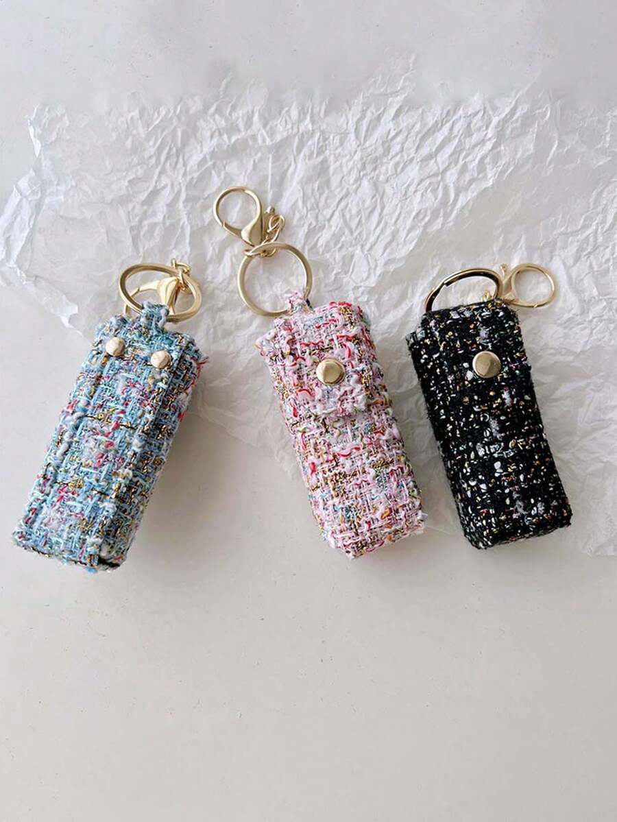 1pc Women's Plaid Lipstick Case, Lipstick Storage Box, Pendant Keychain Bag Charm, Elegant Cosmetic Storage Set, Makeup Travel Organizer Bag, Perfect Gift For Women, Suitable For Daily Use, Mother's Day Gift, Gift For Loved Ones - Multicolor - View 1