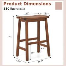 Saddle-Seat Counter Height Stools Set Of 2 Backless Barstools With Curved Seat - 核桃 - 查看 9