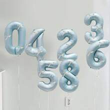 4pcs/Set 32-Inch Blue Digital Balloon Decorations, Featuring White Bows As Embellishments. Suitable For Birthday Party Decorations, Home Party Setup, And Various Festival Celebration Decorations - Blue - View 6