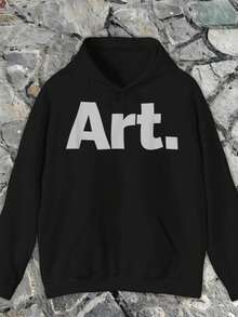 Fleece Sweatshirt,Black Hoodie, Modern Art Prints, Hoodies For Winter Season, Affordable Pricing – Great Value For Quality, Fade- Resistant – Keeps Its Color After Many Washes,Hoodies For Men And Women,Sudaderas Para Hombre,300g Cotton Casual  Hoodies, Oversize Hooded Sweatshirt With Pockets,Graphic Hoodies,Fall And Winter Long Sleeve - 黑色 - 查看 1