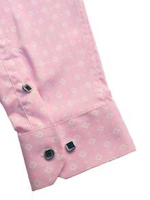 全新男士时尚休闲印花波尔卡圆点和格子长袖衬衫 - 粉色 - 查看 5