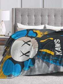 Kawss Kawaii Kaw Blanket Cartoon Print Flannel Blanket - Ultra Soft Anime Throw, The Thoughtful Gift For Christmas, Birthday, Halloween, For Sofa, Camping & Travel Comfort - 黑色 - 查看 4