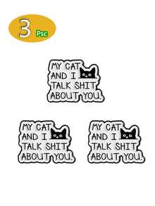 1set Of 3/6pcs Cat Lovers' Personalized Funny Cat Quotes, Brooches, Interesting Cat Creative Clothing, Bags, Accessories, Metal Alloy Badges - Multicolor - View 11